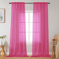 Hot Pink Sheer Curtains for Bedroom Living Room 96 Inches Long 2 Panels, Modern Airy Soft Lightweight Rod Pocket Light Filtering Sheer Curtains Drapes, Hot Pink, Each 42" Wx96 L Inch