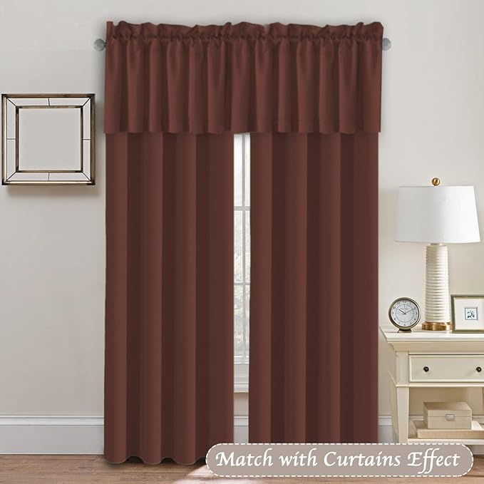 H.VERSAILTEX 2 Panels Blackout Valances for Small Windows Thermal Insulated Short Curtains Privacy Decorative Rod Pocket Shade for Kitchen/Living Room/Cafe/Bathroom/Laundry,52" W x 18" L,Rust