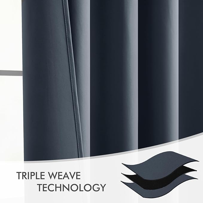 MIULEE Stone Blue Back Tab Blackout Curtains 84 Inch Length 2 Panels Set for Living Room Bedroom Privacy, Rod Pocket/Pinch Pleat Thermal Insulated Room Darkening Pleated Light Blocking Drapes