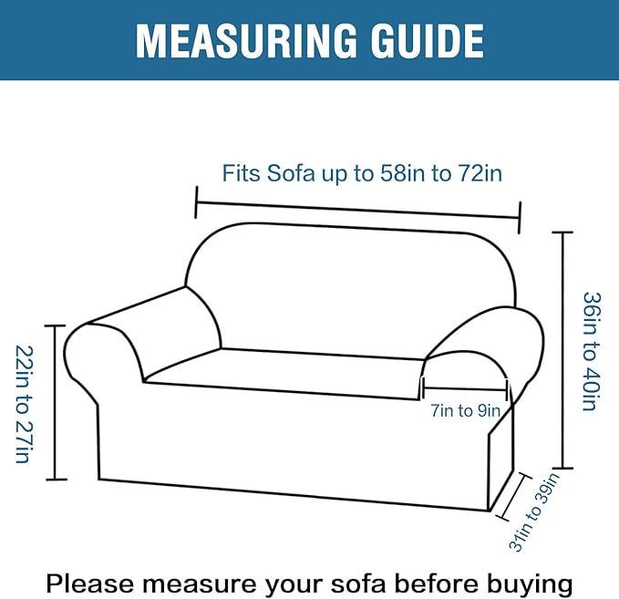 H.VERSAILTEX Stretch Velvet Loveseat Covers for 2 Cushion Couch Covers for Living Room Sofa Covers Slipcovers with Non Slip Bottom, Ultra Thick Comfy Velour (Width 58"-72", Grey)