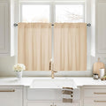 HOMEIDEAS Non-See-Through Beige Privacy Sheer Kitchen Curtains, 30 X 36 Inches Long 2 Panels Taupe Sheer Curtains Light Filtering Bathroom Window Drapes for Bedroom Living Room