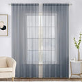 MIULEE 2 Panels Solid Color Sheer Window Curtains Elegant Window Voile Panels/Drapes/Treatment for Bedroom Living Room (54X96 Inches Dark Grey)
