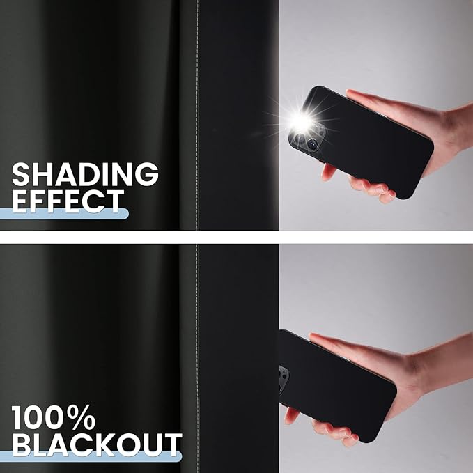 SimpleHome Black and Greyish White Blackout Curtains for Bedroom 96 Inches Long, Room Darkening Grommet Curtains for Living Room,Thermal Insulated Ombre Drapes,2 Panels, 52x96 inches Length