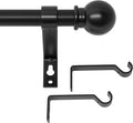 Black Curtain Rods for Windows 30 to 62 inch, Splicing Adjustable 5/8 Diameter Curtain Rod Set, Decorative Standard Drapery Rod for Living Room, Heavy Duty Metal Curtain Pole, Easy Install