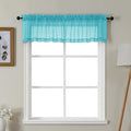 Gwine Turquoise Valances for Windows, Small Light Filtering Rod Pocket Cafe Valance Curtains, Soft Sheer Curtain for Bathroom Laundry Basement, 42Wx14L inch, 2 Pieces