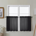 Gwine Black Sheer Curtain Tiers 24 Inch Length, Light Filtering Voile Short Curtain for Living Room Bedroom, Rod Pocket Cafe Curtains for Small Windows 42x24 Inch, 2PCS