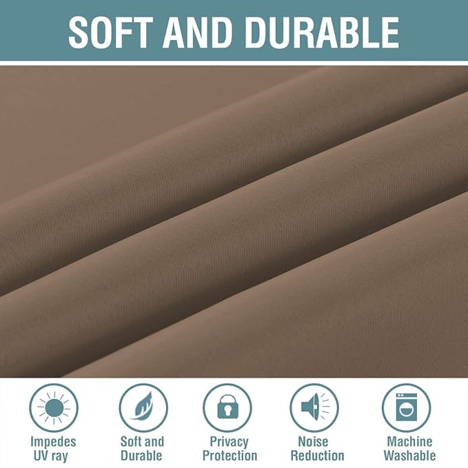 H.VERSAILTEX Blackout Curtain for Living Room Thermal Insulated Window Treatment Curtain 54 inch Length Energy Saving Solid Grommet Top Blackout Drape, One Panel, Macchiato, 52" W x 54" L