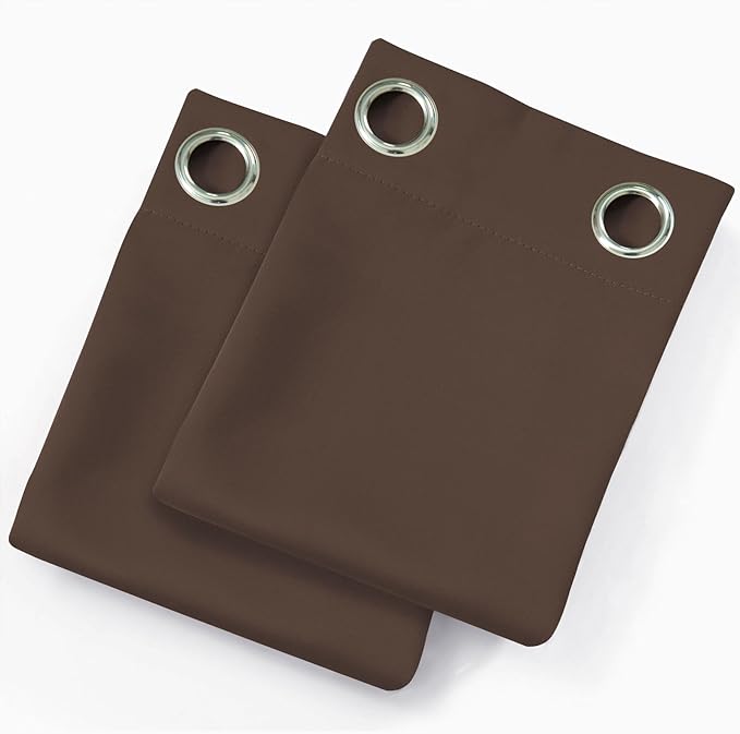 LEMOMO Chocolate Brown Blackout Curtains 42 x 54 Inch Length Set of 2 Panels Grommet Bedroom Curtains for Living Room