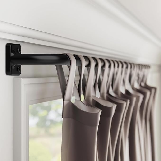 UIOSANRT Curtain Rods for Windows 28 to 48 inch, 5/8" Diameter Black Warp Around Curtain Rod for Bedroom Living Room