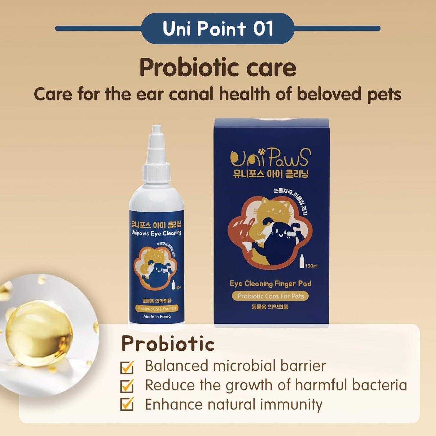 UNIPAWS Pet Tear Stain Remover & Eye Area Cleaner – Vet-Recommended Grooming Solution for Dogs & Cats – Reduces Stains, Comforts Watery, Itchy Eyes – Probiotic & Plant-Based Formula, 5.1 fl oz