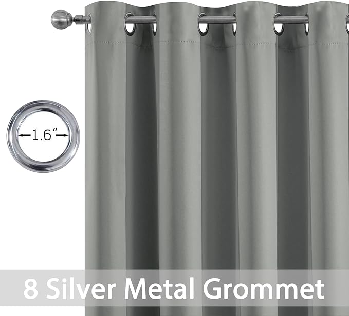 Yakamok Dove Grey Room Darking 96 Inch Length 2 Panel Sets for Livingroom Dining Room Darkening Thermal Insulated Bay Window Hotel Modern Elegant Black Out Sunblock Curtins/Bedroom,52 x 96 Inches