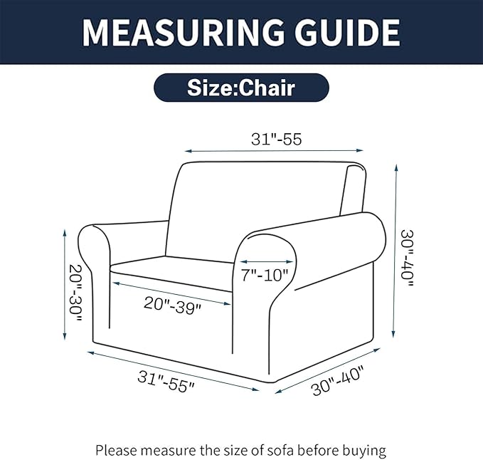 Cupuamon 2026 New Stretch Chair Sofa Slipcovers Couch Cover for 1 Seater Furniture Protector Sofa Covers with Elastic Bottom Jacquard Fabric Small Checks for Pets, Kids - Black