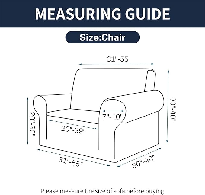 Cupuamon 2026 New Stretch Chair Sofa Slipcovers Couch Cover for 1 Seater Furniture Protector Sofa Covers with Elastic Bottom Jacquard Fabric Small Checks for Pets, Kids - Khaki