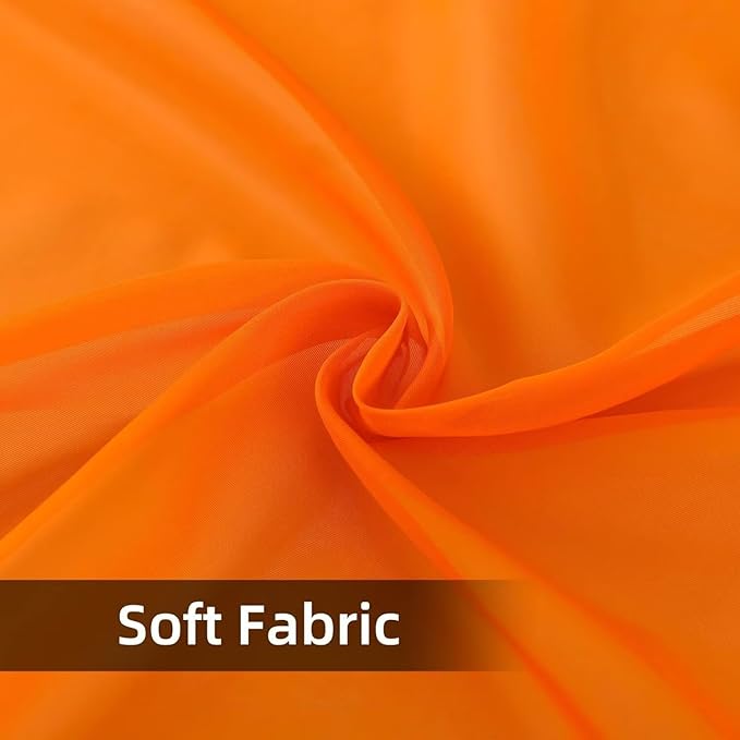 youleyar Solid Sheer Rod Pocket Curtain Voile Draperies 2 Panels White Beige Black Grey Coffee 52 Inch Width 63 Inch Long 1 Pair for Kitchen Bedroom Children Living Room Yard (Orange,52Wｘ63L)