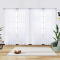 youleyar Solid Sheer Rod Pocket Curtain Voile Draperies 4 Panels White Beige Black Grey Ivory 52 Inch Width 96 Inch Long 1 Pair for Kitchen Bedroom Children Living Room Yard(Optical White,52 Wｘ96 L)