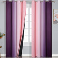 Ombre Pink and Purple Blackout Curtains 84 Inches Long, Full Room Darkening Curtains for Bedroom, Completely Light Blocking Grommet Thermal Insulated Gradient Drapes for Kids Room,52x84 Inch, 2 Panels