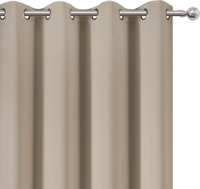 LEMOMO Blackout Curtains 52 x 108 inch/Khaki Curtains Set of 2 Panels/Thermal Insulated Room Darkening Bedroom Curtains