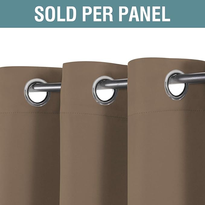 H.VERSAILTEX Blackout Curtain for Living Room Thermal Insulated Window Treatment Curtain Extra Long 63 inch Length Energy Saving Solid Grommet Top Blackout Drape, One Panel, Macchiato, 52" W x 63" L