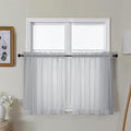 Gwine Light Grey Sheer Curtains 30 Inch Length, Short Light Filtering Voile Small Cafe Kitchen Curtains with Rod Pocket, Short Curtain for Bathroom Window, 42x30 Inch, 2PCS