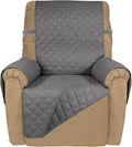PureFit Reversible Quilted Sofa Cover, Water Resistant Slipcover Furniture Protector, Washable Couch Cover with Non Slip and Elastic Straps for Kids, Dogs, Pets (Small Recliner, Gray/Gray)