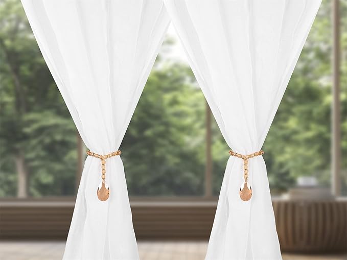 SUQ I OME 1 Pair of Luxury Crystal Beaded Magnetic Curtain Tieback and Holdback Curtain Clips Curtain Buckle Curtain Holder Blingbling Curtain Holdbacks for Drapes,Golden Champagne