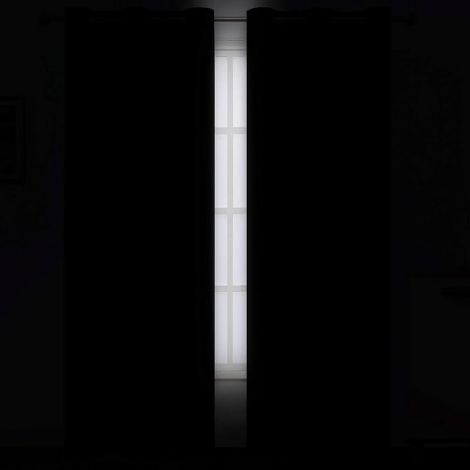 LEMOMO Black Thermal Blackout Curtains/38 x 84 Inch/Set of 2 Panels Room Darkening Curtains for Bedroom