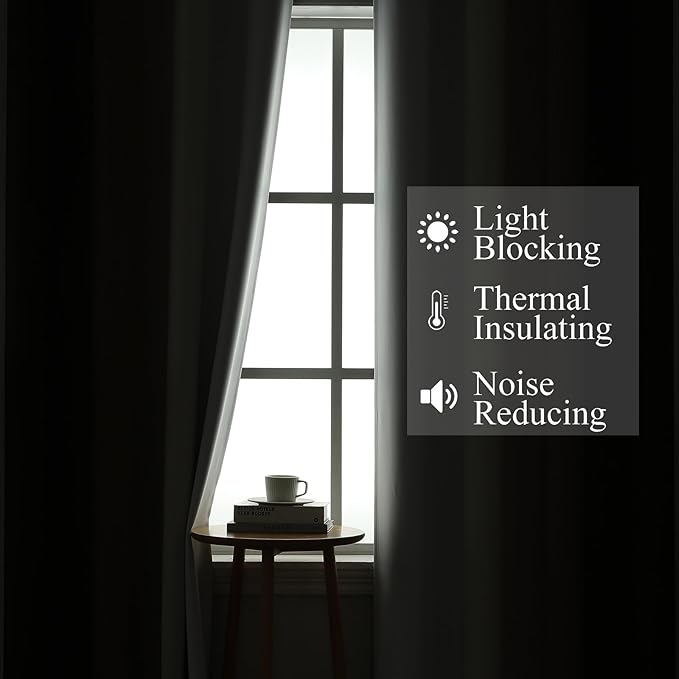 Estelar Textiler Brown and Greyish White Ombre Short Blackout Cafe Curtains 36 Inch Length, Thermal Insulated Grommet Small Half Window Drapes for Kitchen/Basement/RV Camper, 52Wx36L, 2 Panels