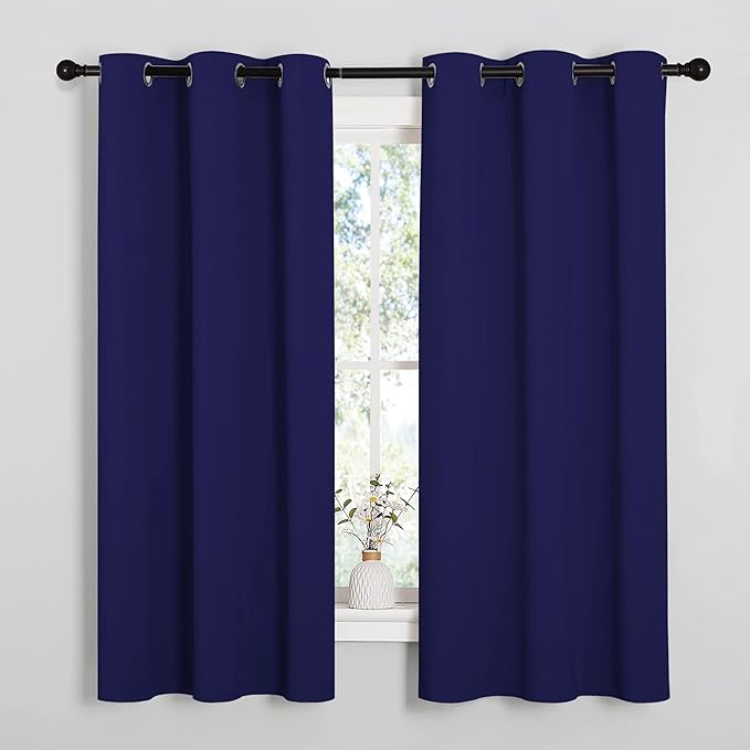 NICETOWN Blackout Curtains & Drapes for Bedroom, Royal Blue, W34 x L48, Set of 2, Triple Weave Grommet Top Thermal Insulated Light Blocking Panels for Bathroom/Living Room