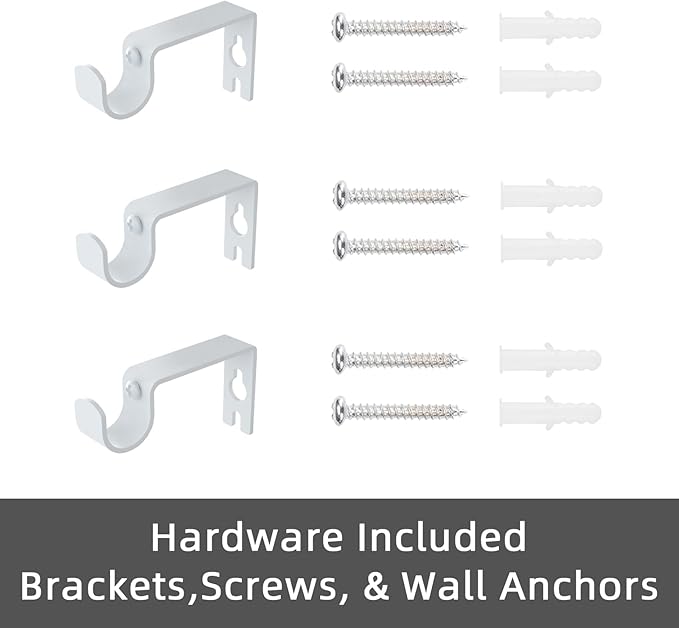GXOACKJ Curtain Rods for windows 48 to 84-93 inch, 5/8 inch Decorative White Splicing Heavy Duty Metal Curtain Rod set with Brackets