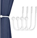 VRSS Wall Mount Curtain Tiebacks Drapery Holdbacks Curtain Holdback Hooks 6" L x 3" W Simple Style (4Pcs White)