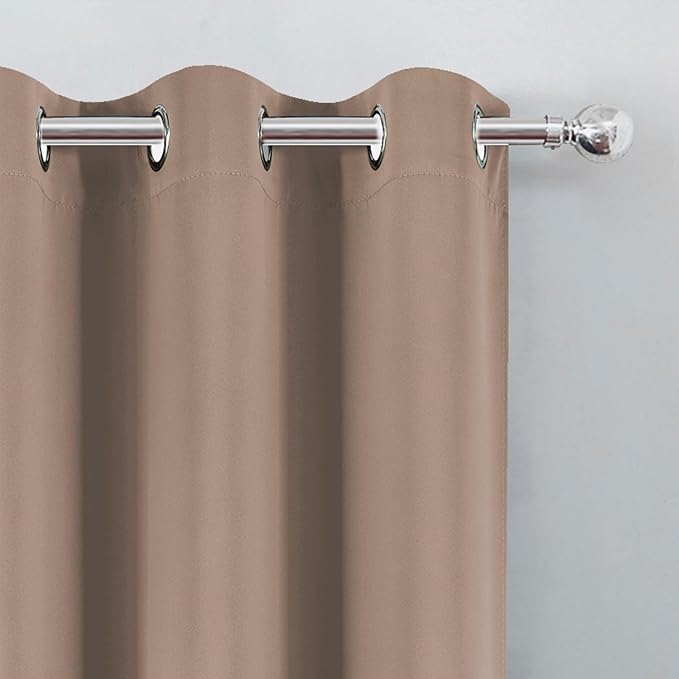 LEMOMO Blackout Curtains 66 x 72 Inch Long Cappuccino Curtains Set of 2 Panels Room Darkening Curtains for Bedroom and Living Room