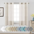 H.VERSAILTEX Linen Curtains Nickel Grommet Natural Linen Semi-Sheer Curtains 2 Panels Privacy Added Premium Soft Rich Material Drapes for Bedroom/Living Room - 37x63 Inch- Natural