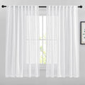 NICETOWN White Sheer Linen Curtains Natural Style, Rod Pockets & Back Tab Privacy Semi Sheer Window Treatments Vertical Drapes Soft and Elegant for Bedroom/Living Room, W66 x L63, 2 Panels