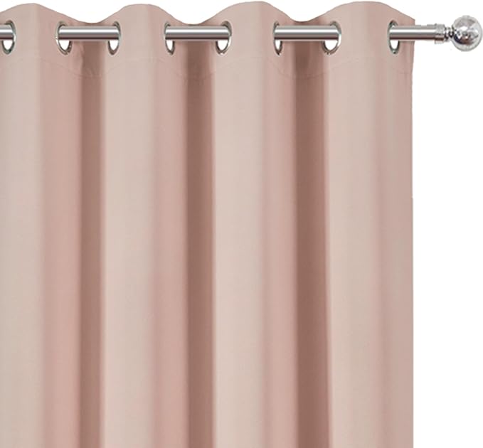 LEMOMO Blackout Curtains 52 x 108 inch/Blush Curtains Set of 2 Panels/Thermal Insulated Room Darkening Bedroom Curtains