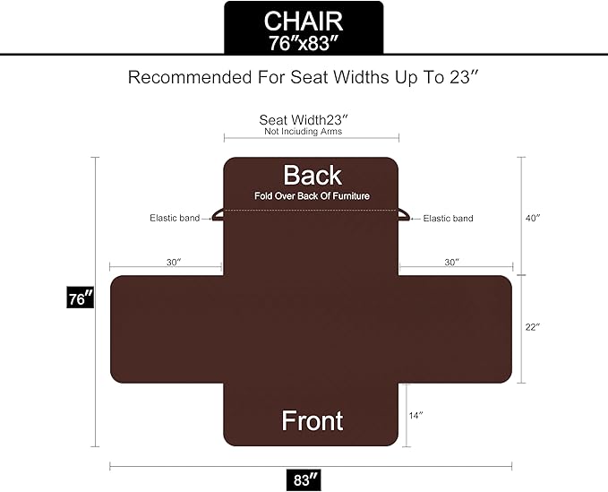 U-NICE HOME Recliner Chair Covers Reversible Chair Cover Pet Covers for Dogs with Elastic Straps Water Resistant Diamond Quilted (23''Armchair, Dark Grey/Light Grey)