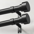 IFELS 2 Pack Heavy Duty Curtain Rods for Windows 66 to 120 Inch, 1 Inch Black Adjustable Curtain Rod Set with Easy Installation and Modern Design (A1,Black,30-120",2Pack)