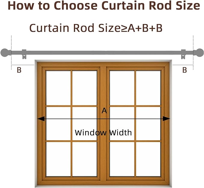 SMODBRODRE Curtain Rods for Window 32 and 48, Brown 5/8 inch Splicing Single Window Curtain Rod Set with Brackets