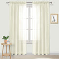 DWCN Ivory Sheer Curtains Semi Transparent Voile Rod Pocket Curtains for Bedroom and Living Room, 52 x 108 inches Long, Set of 2 Panels