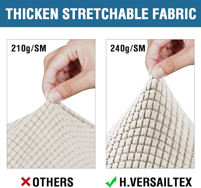 H.VERSAILTEX 4 Piece Stretch Sofa Covers for 3 Cushion Couch Covers for Living Room Furniture Slipcovers (Base Cover Plus 3 Seat Cushion Covers) Upgraded Thicker Jacquard Fabric (Sofa, Island Fossi)
