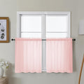 Gwine Blush Pink Sheer Curtain Tiers 24 Inch Length, Light Filtering Voile Short Curtain for Living Room Bedroom, Rod Pocket Cafe Curtains for Small Windows, 42x24 Inch, 2PCS