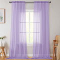 Extra Long Sheer Lavender Curtains for Bedroom Living Room 108 Inches Long 2 Panels Set, Solid Soft Light Filtering Rod Pocket Sheer Window Curtains, Lavender, Each 42" Wx108 L Inch