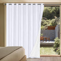 H.VERSAILTEX White Linen Blackout Curtains Durable Thick Textured Linen Look 100% Blackout Patio Door Curtain Anti Rust Grommet Extra Wide Sliding Door Curtain Panel, W100 x L84 inch- Bright White