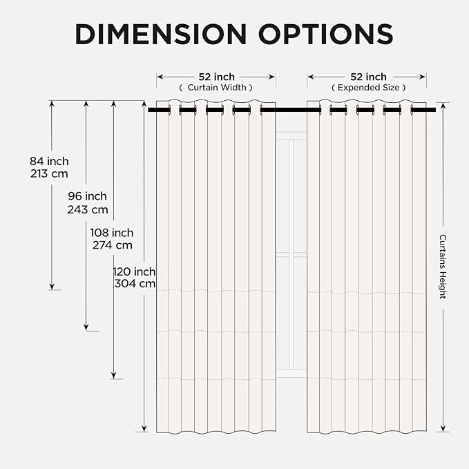 Joydeco Blackout Curtains for Bedroom 120 Inch Long 2 Panels, Room Darkening Grommet Drapes, Thermal Insulated Black Out Drapes, Black Curtains for Living Room