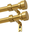 Lootkell 2 Pack Gold Curtain Rods Set for Windows 28 to 48 Heavy Duty 1" Diameter Adjustable Window Single Rods with Solid Metal Finials for Bedroom Living Room Kitchen Farmhouse