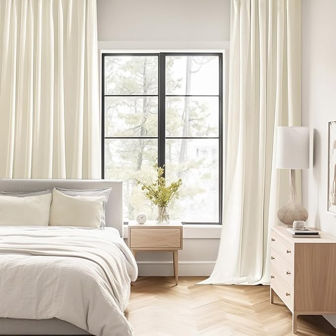 MIULEE Birch Back Tab Blackout Curtains 63 Inch Length 2 Panels Set for Living Room Bedroom Privacy, Rod Pocket/Pinch Pleat Thermal Insulated Room Darkening Pleated Light Blocking Drapes
