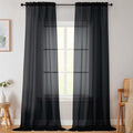 Extra Long Sheer Black Curtains for Bedroom Living Room 108 Inches Long 2 Panels Set, Solid Soft Light Filtering Rod Pocket Sheer Window Curtains, Black, Each 42" Wx108 L Inch