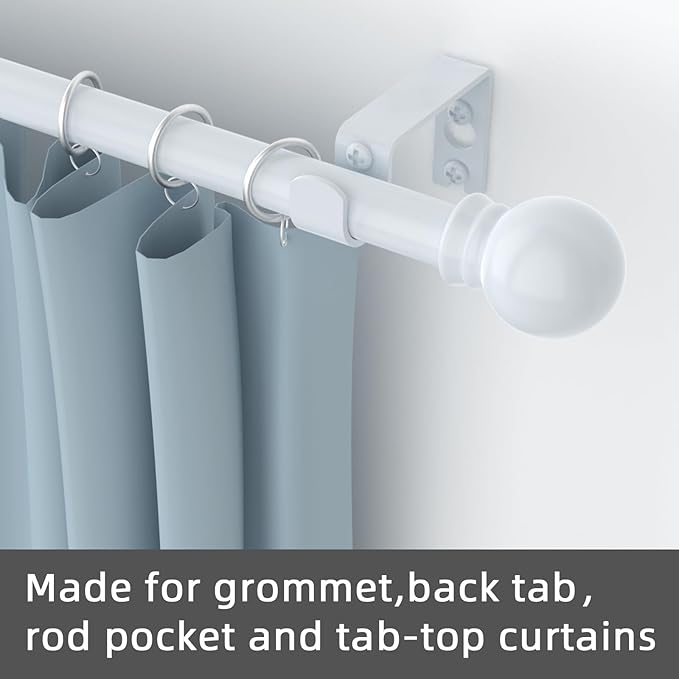 GXOACKJ Curtain Rods for windows 48 to 84-93 inch, 5/8 inch Decorative White Splicing Heavy Duty Metal Curtain Rod set with Brackets