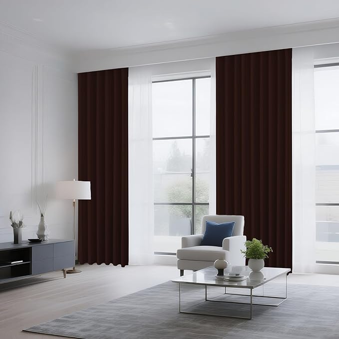 CUCRAF Blackout Curtains 84 inch Length 2 Panels Set, Rod Pocket Room Darkening Drapes for Bedroom Living Room, Insulated Thermal Light Blocking Window Curtain (W52 x L84 Inch, Chocolate)