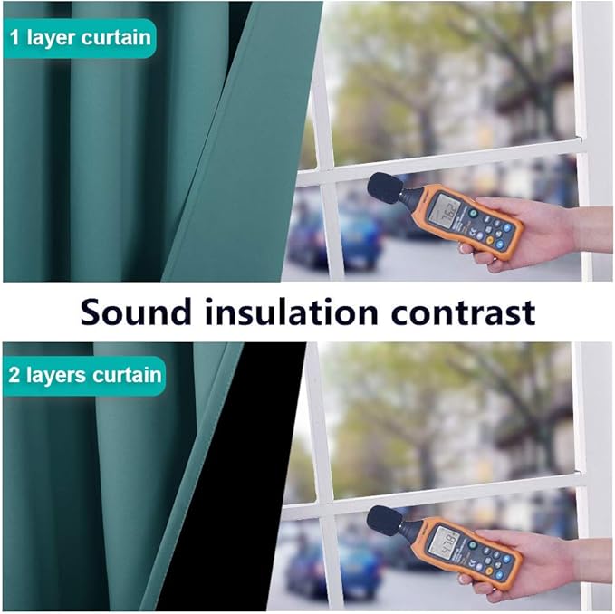 NICETOWN 100% Blackout Curtains 102 inches Long, Noise Reduction Window Treatment Curtains, Thermal Insulated Energy Smart Drapes and Draperies for Apartment Decor, Sea Teal, Set of 2, 55 inches W