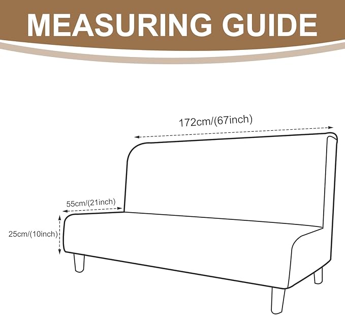 U-NICE HOME Stretch Futon Cover Armless Bed Slipcover - Soft Jacquard Fabric Washable for Pet Friendly, Orange